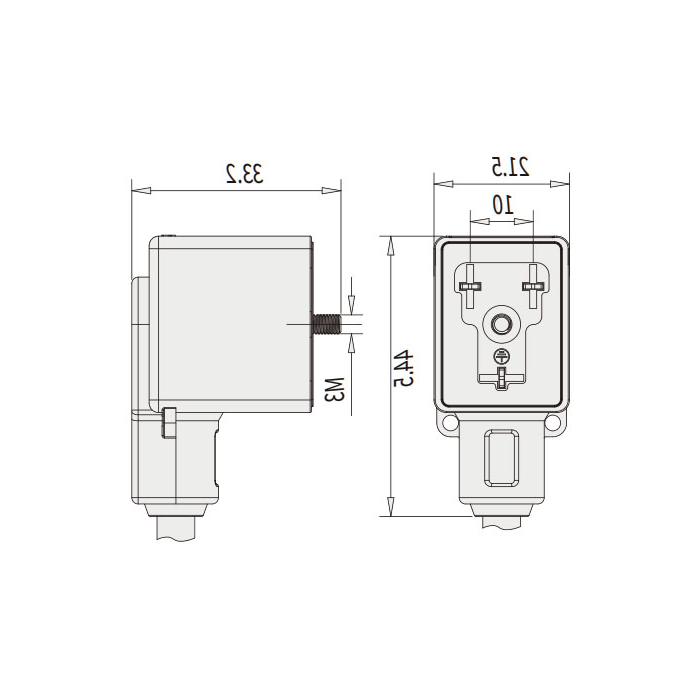 Valve plug Type B, DIN, 10mm, 3Pin, single end pre-cast PVC non-flexible cable, grey sheath, 6VB003-XXX