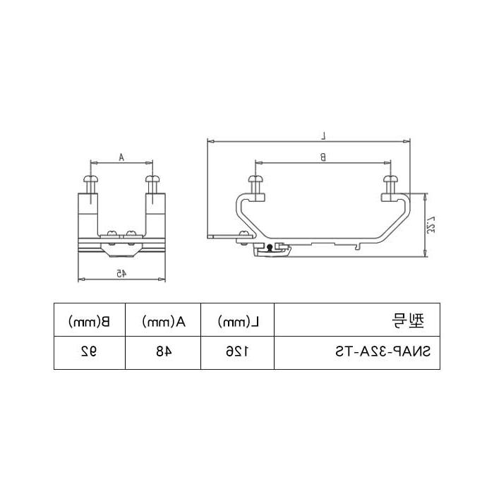 Metal support 32A for 35mm guide rails, SNAP-32A-TS, 09330001032